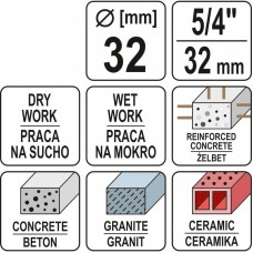 YATO Carota diamantata, prindere 5/4, diametru 32 ..
